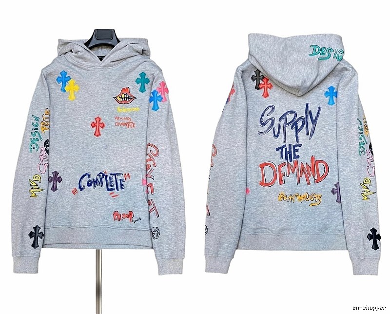 Chrome Hearts Graffiti Style Grey Hoodie