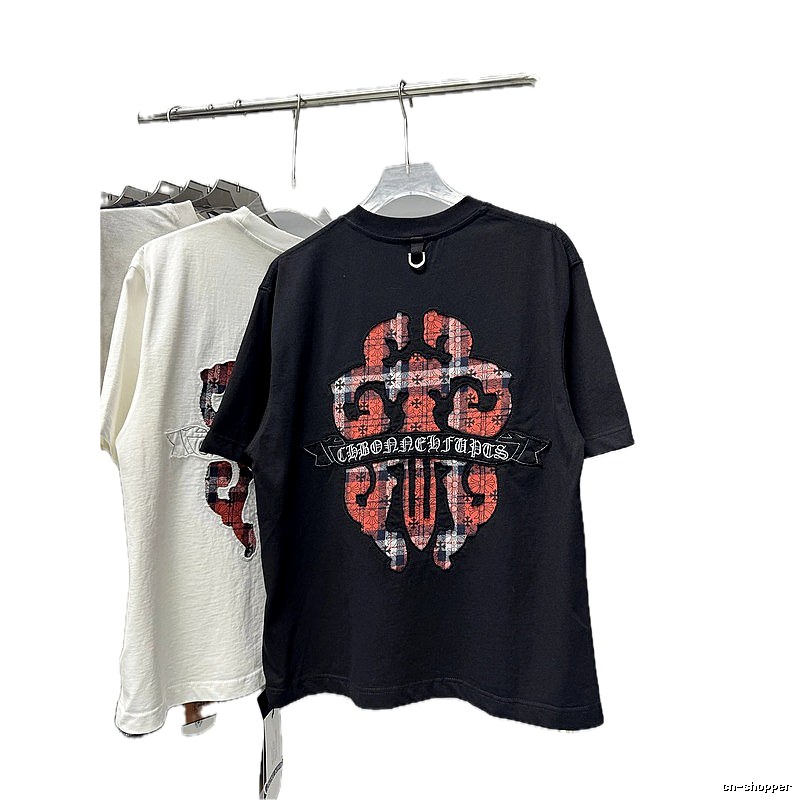 Chrome Hearts Plaid Cross Street Style Black Short-sleeve T-shirt