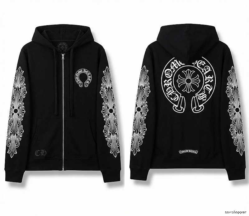 Chrome Hearts retro-style black hoodie