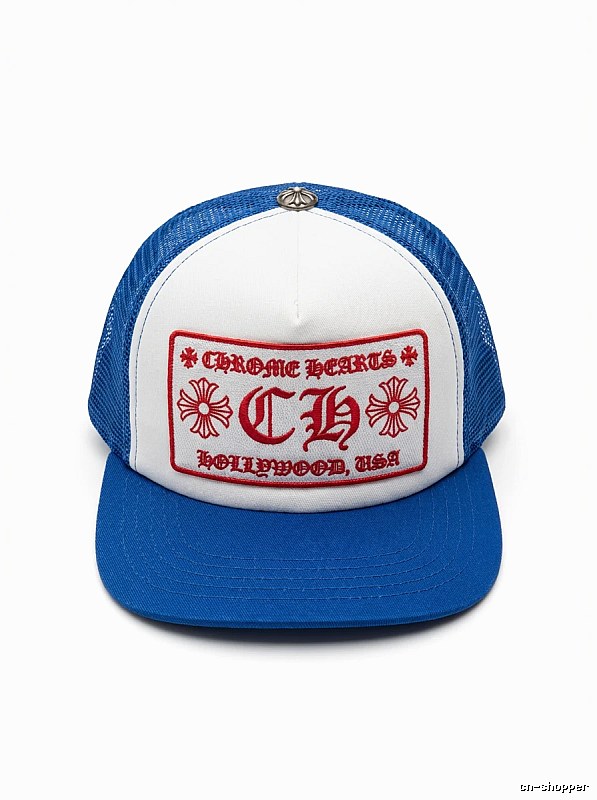 Chrome Hearts Retro Style Blue and White Hat