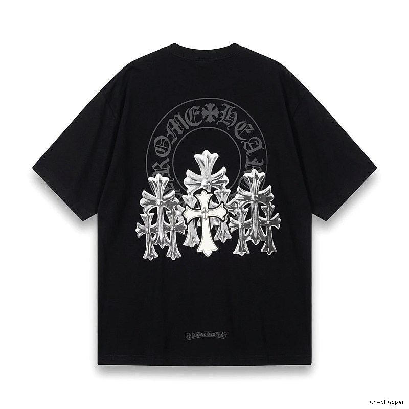 Chrome Hearts Silver Cross Black T - Shirt