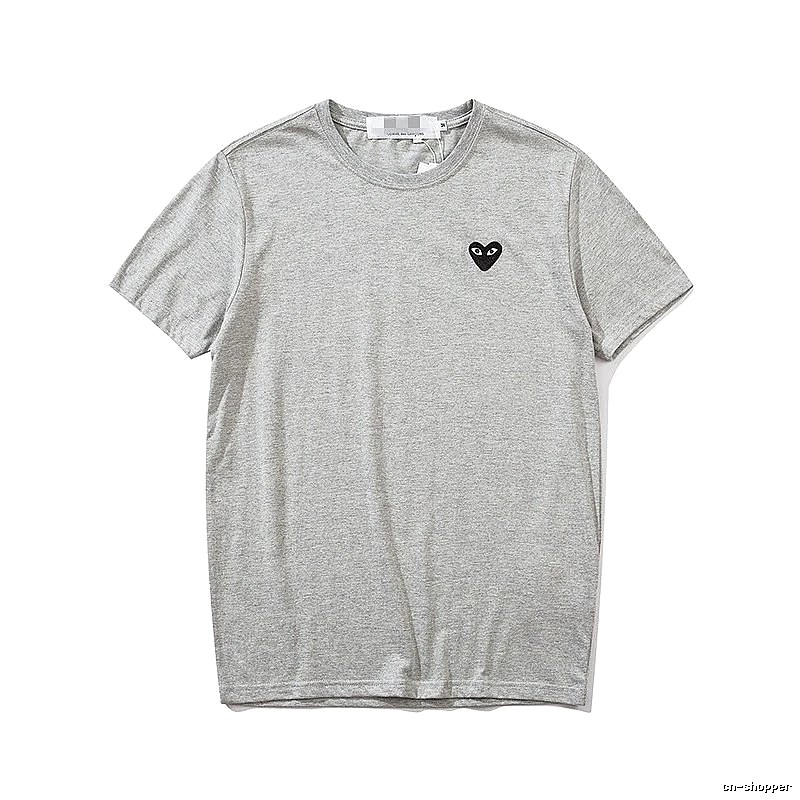 Comme des Garcons PLAY 2021-95 Gray Style 2195 Heart Logo T-Shirt Summer Styling