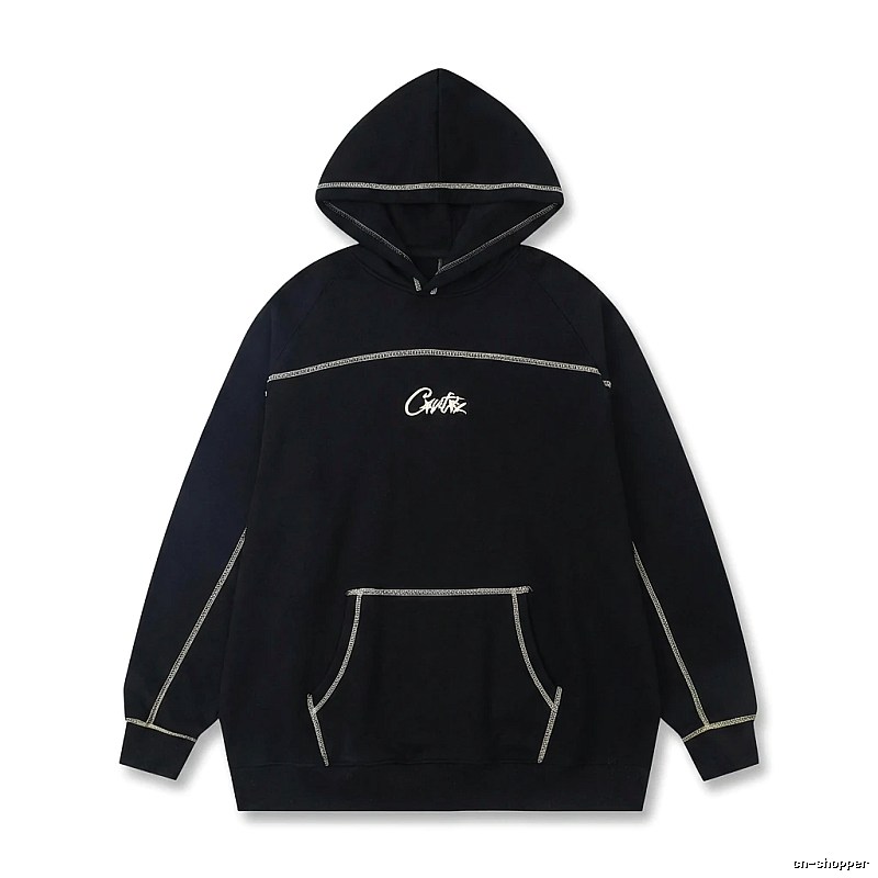 Corteiz Embroidered Simple Style Black Sweatshirt