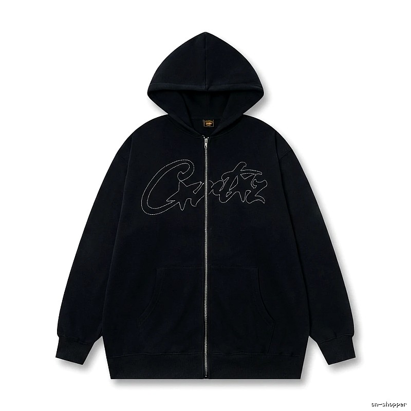 Corteiz minimalist style black hoodie