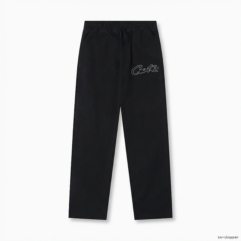 Corteiz minimalist style black long trousers