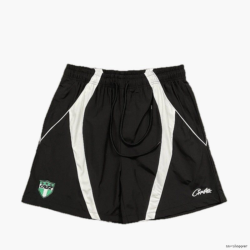 Corteiz Shield Logo Street Style Black and White Shorts