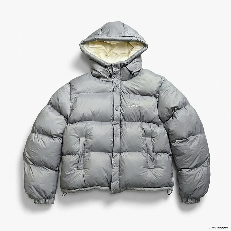 Corteiz trendy and cool style grey down jacket