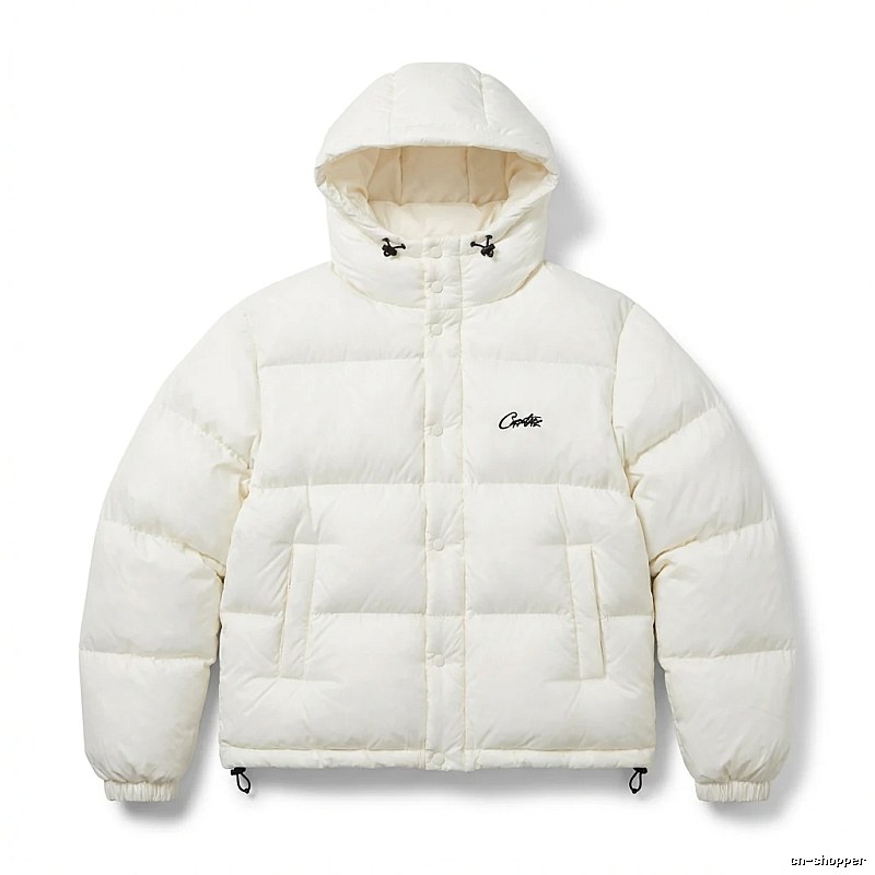 Corteiz trendy brand simple style white cotton-padded coat