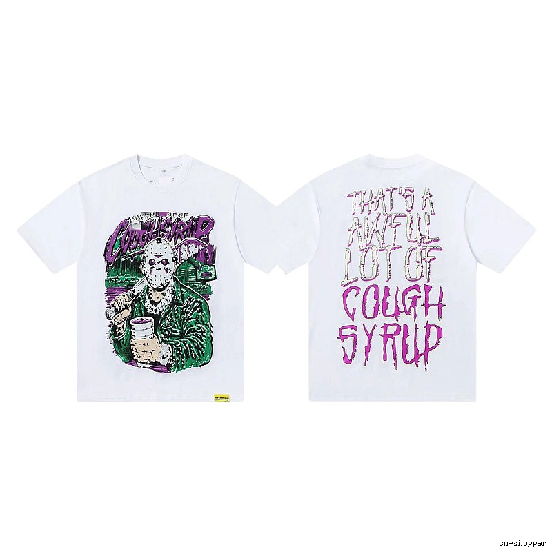 COUGH SYRUP Jason Print Street Style White T-shirt