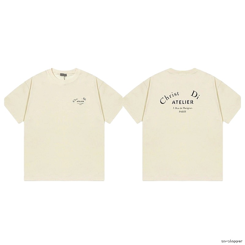 Dior Atelier Minimalist Style Beige Short-sleeve T-shirt