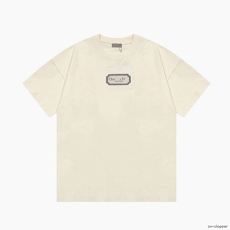 Dior Couture Minimalist Style Off-White Short-sleeve T-shirt