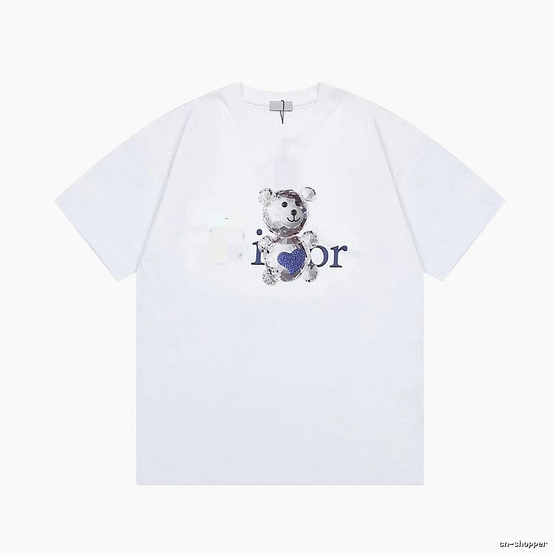 Dior Crystal Bear Trendy Style White T-Shirt