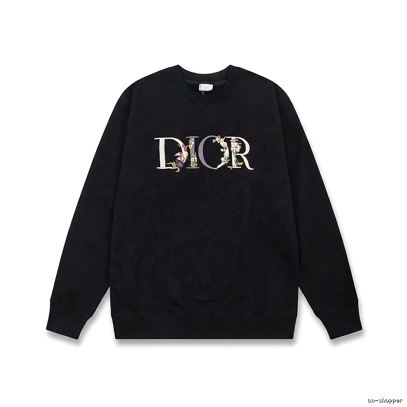 Dior Floral Alphabet Style Black Sweatshirt