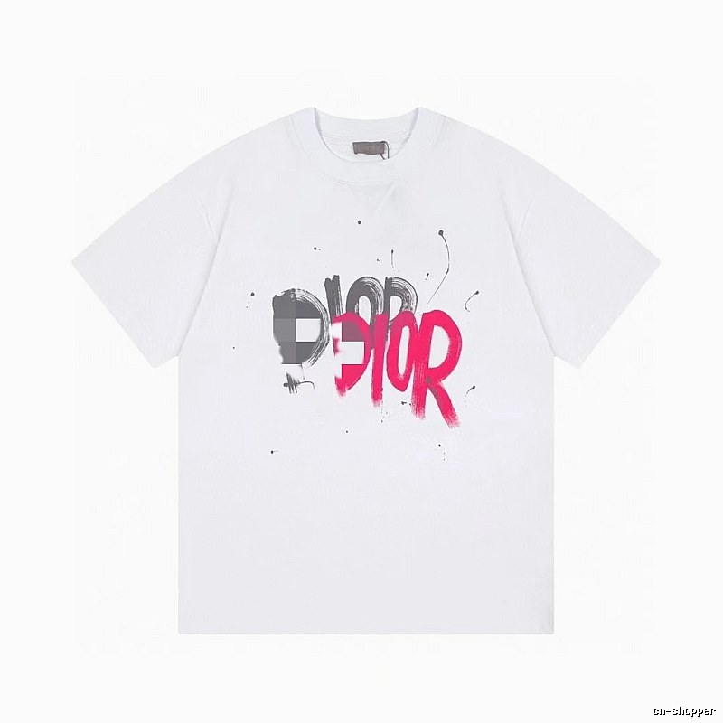 Dior Graffiti Street Style White Short-Sleeve T-Shirt
