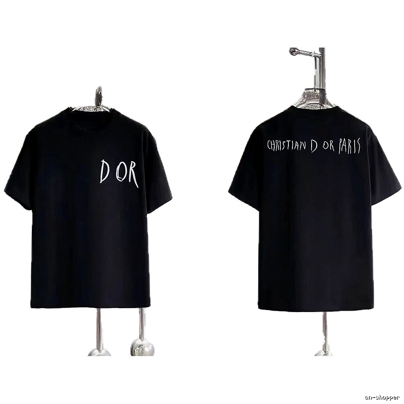 Dior Hand-painted Graffiti Minimalist Style Black T-shirt