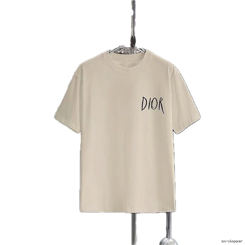 Dior Hand-painted Minimalist Off-white Casual Short-sleeve T-shirt