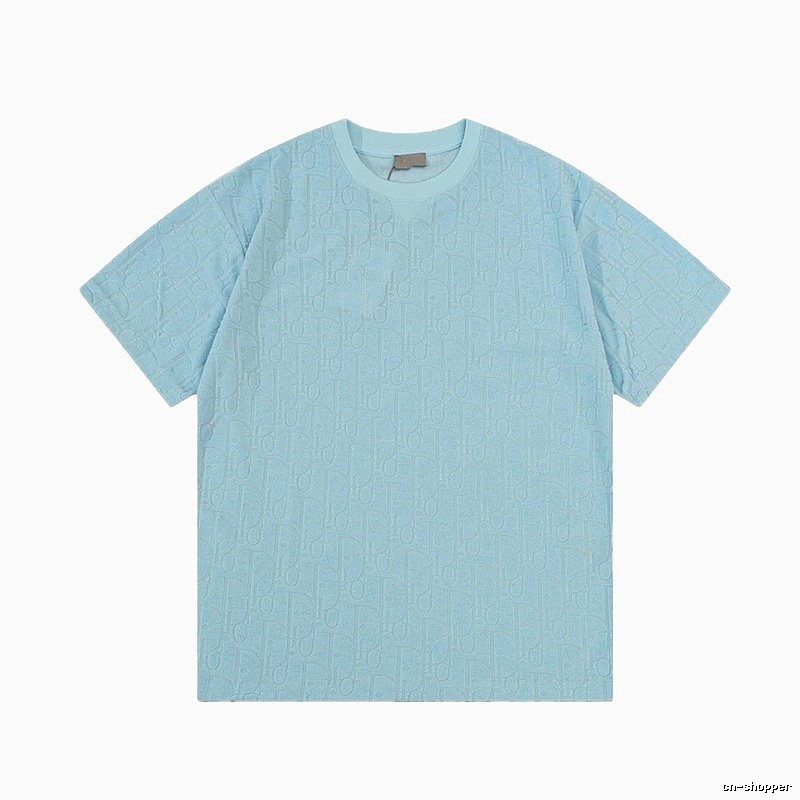 Dior Monogram All-over Print Light Luxury Style Light Blue T-Shirt