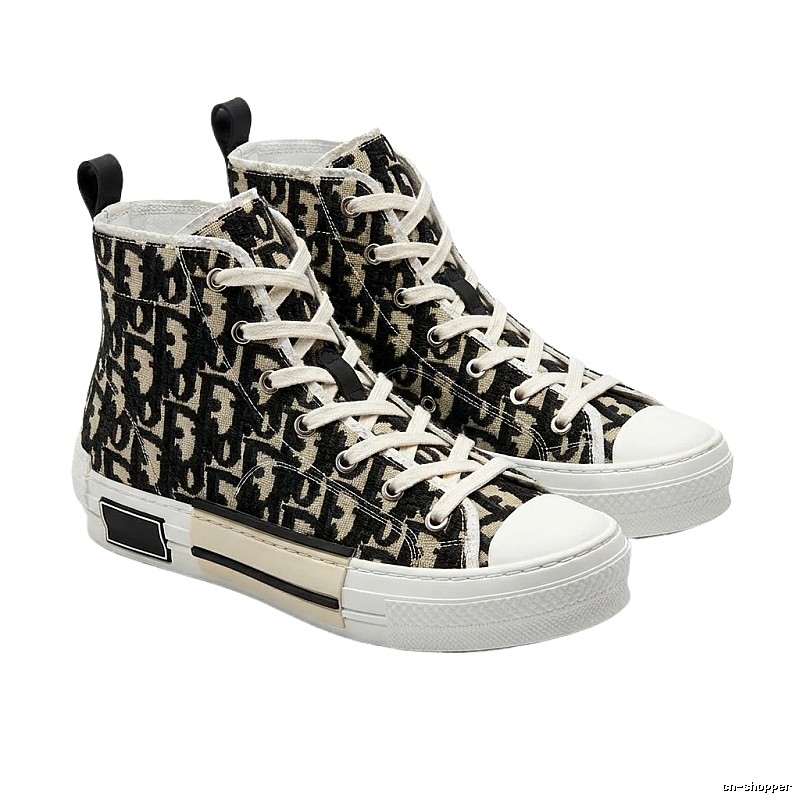 Dior monogram high-top black and white trendy sneakers