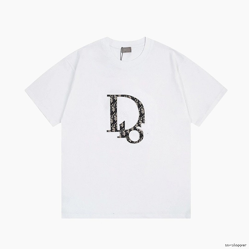 Dior Monogram Light Luxury Style White Short-sleeved T-shirt