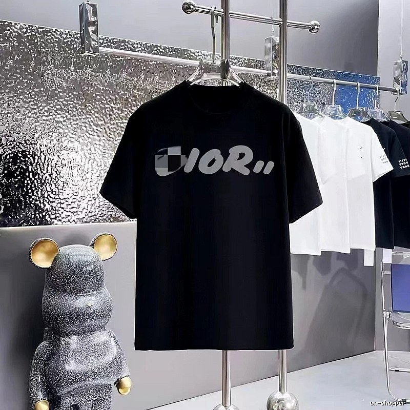 Dior Printed Collection Trendy Style Black T-Shirt