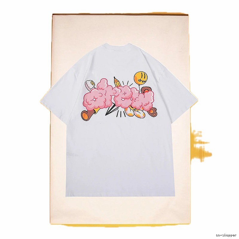 DREW Cloud Print Street Style White Short-sleeve T-shirt
