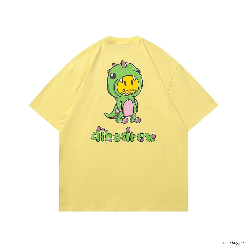 DREW Dinosaur Print Street Style Yellow Short-sleeve T-shirt