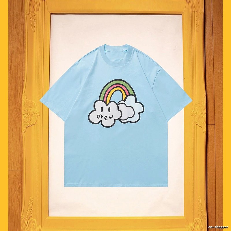 DREW Rainbow Cloud Casual Style Light Blue Short Sleeve T-Shirt
