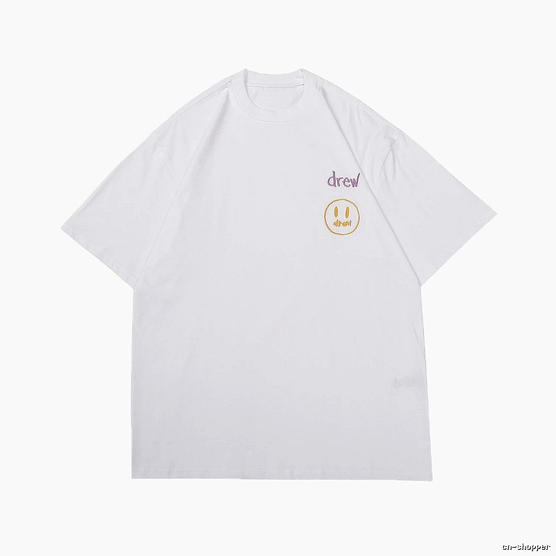 DREW Smiley Embroidered Street Style White T-Shirt