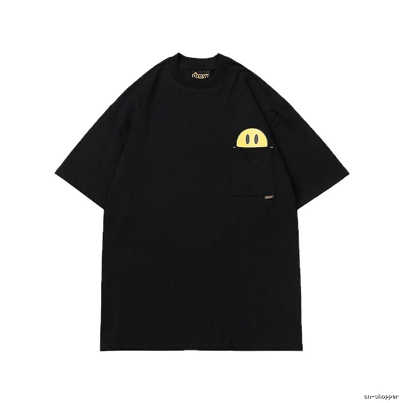 DREW Smiley Pocket Street Style Black T-Shirt
