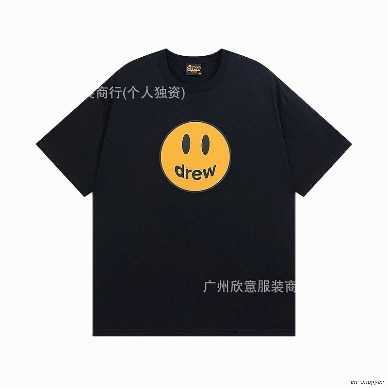 DREW Smiley Street Style Black Short-sleeve T-shirt