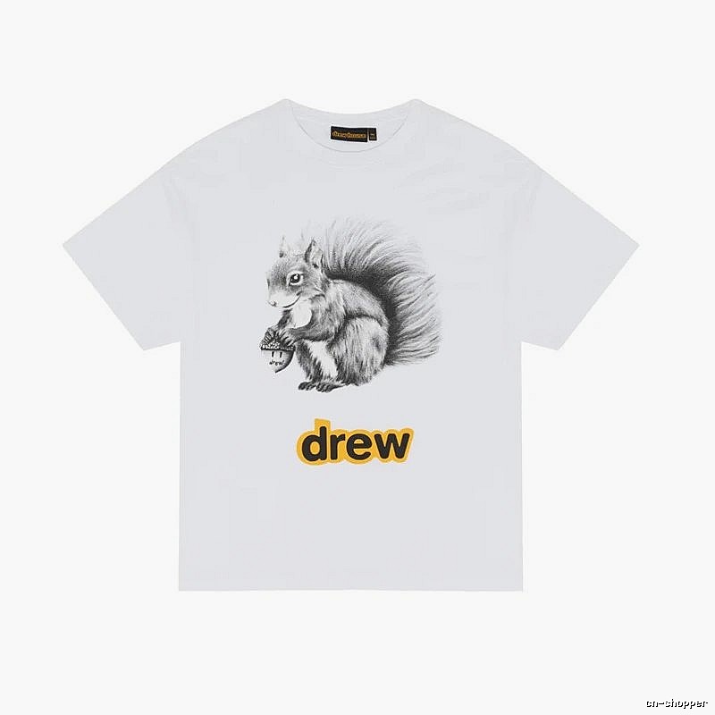 DREW Squirrel Print Street Style White T-shirt
