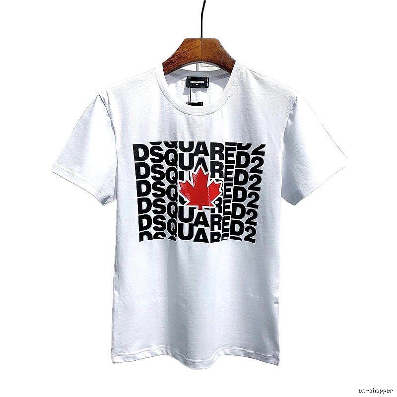 DSQ2 Maple Leaf Print Street Style White Short Sleeve T-Shirt