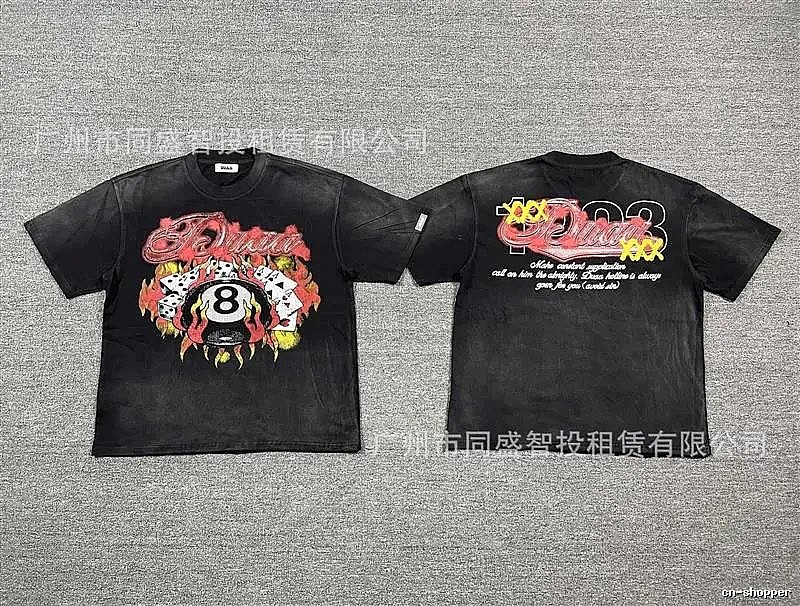 DUAA Black 8 Printed American Street Style Black T-Shirt