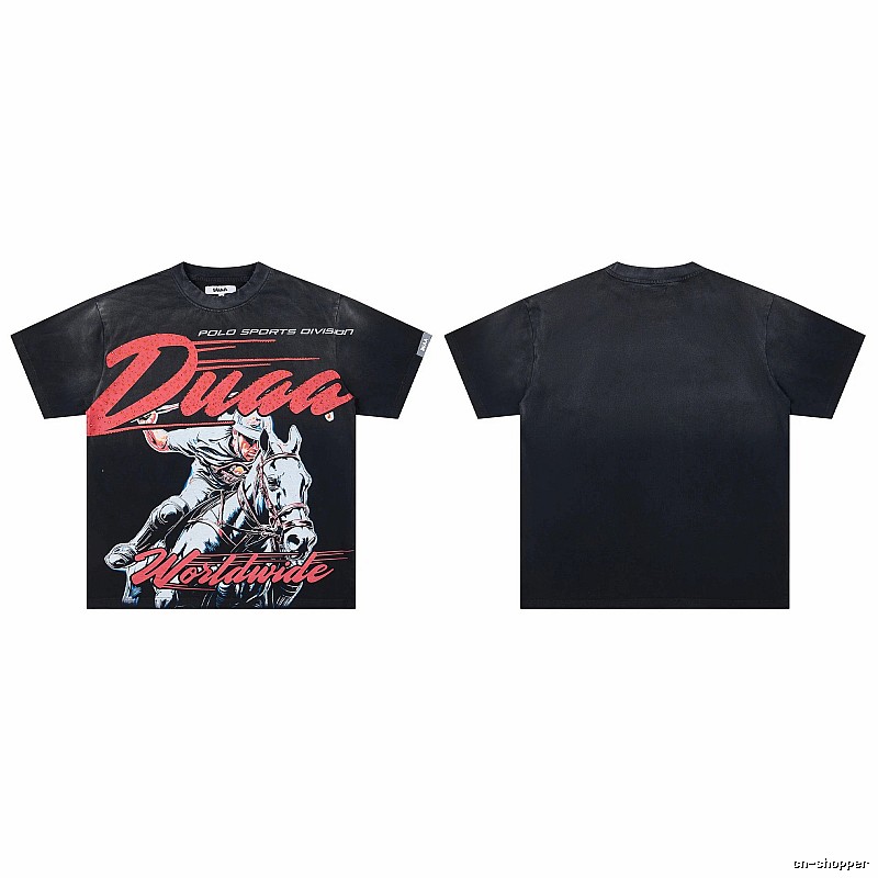 DUAA Vintage Style Black Polo T-Shirt