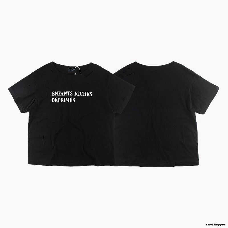 ERD Letter Print Dark High Street Black Short Sleeve T-shirt