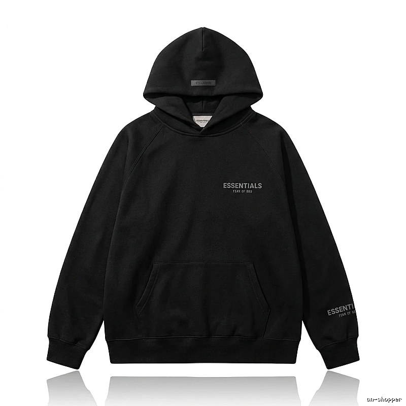 ESSENTIALS minimalist style black hoodie