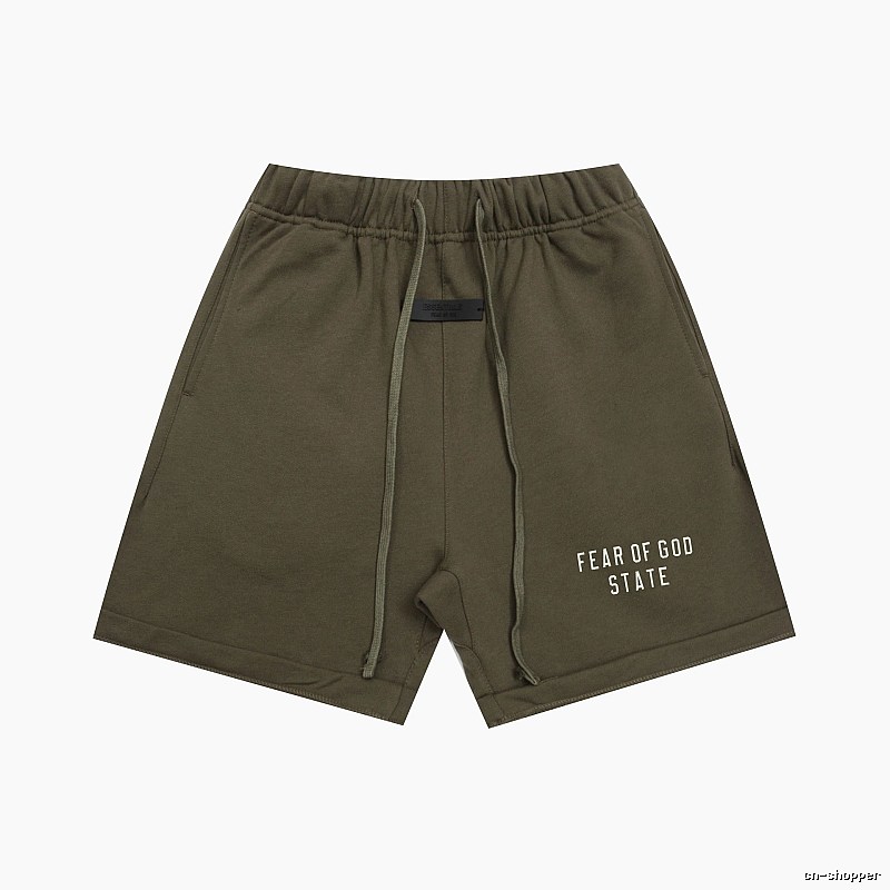 ESSENTIALS Sporty Military Green Shorts