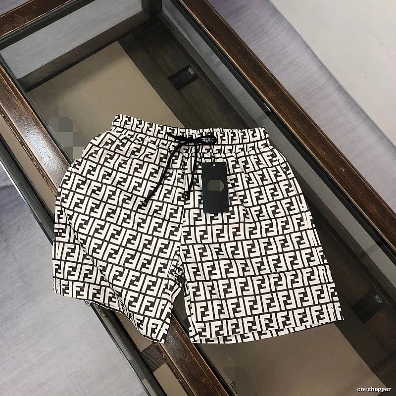 Fendi FF Monogram Streetwear Style White and Black Shorts