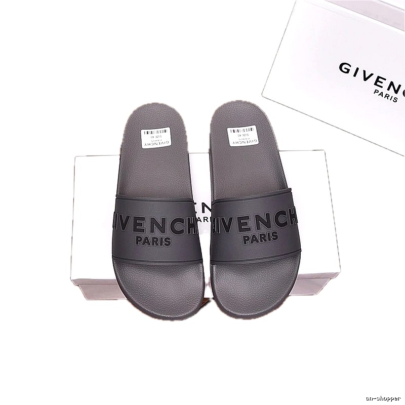 Givenchy Dark Grey Light Luxury Style Slide Sandals with Embossed Letters