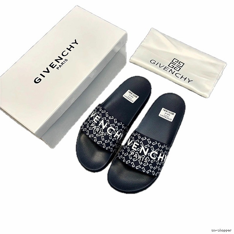 Givenchy Monogram All-over Print Trendy Navy Blue Slide Slippers