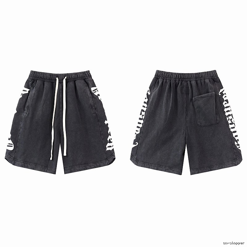 Godspeed Gothic Print Street Style Charcoal Black Shorts