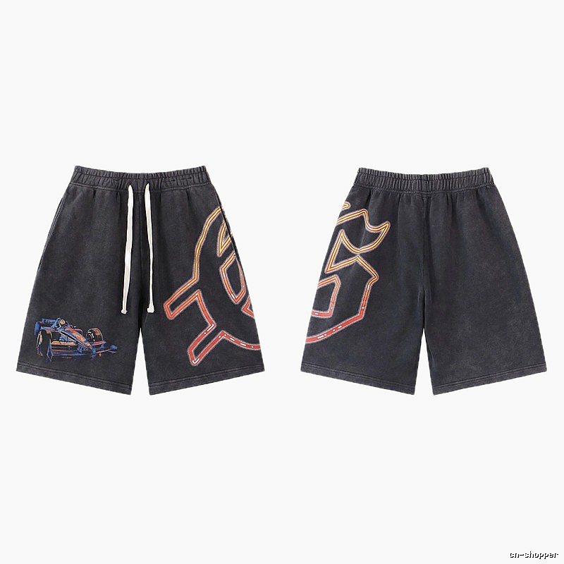 Godspeed Racing Print Street Style Charcoal Black Shorts
