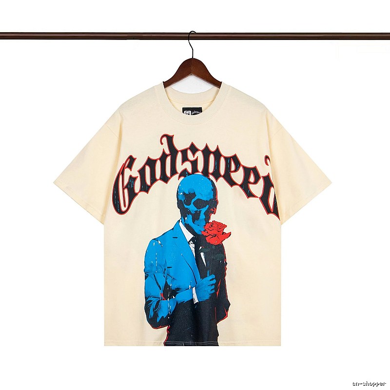 Godspeed Skull Print Street Style Beige T-shirt