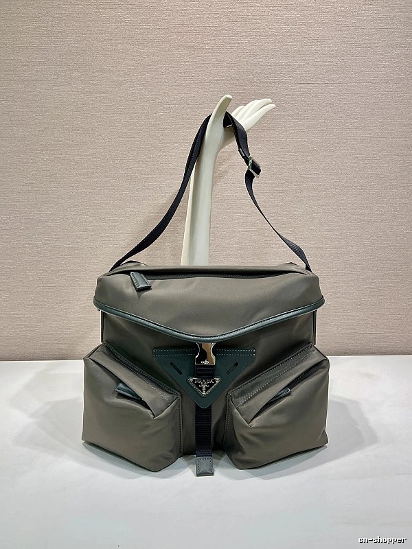 Gray Geometric Shoulder Bag Prada Shoulder Bag for Daily Rotation