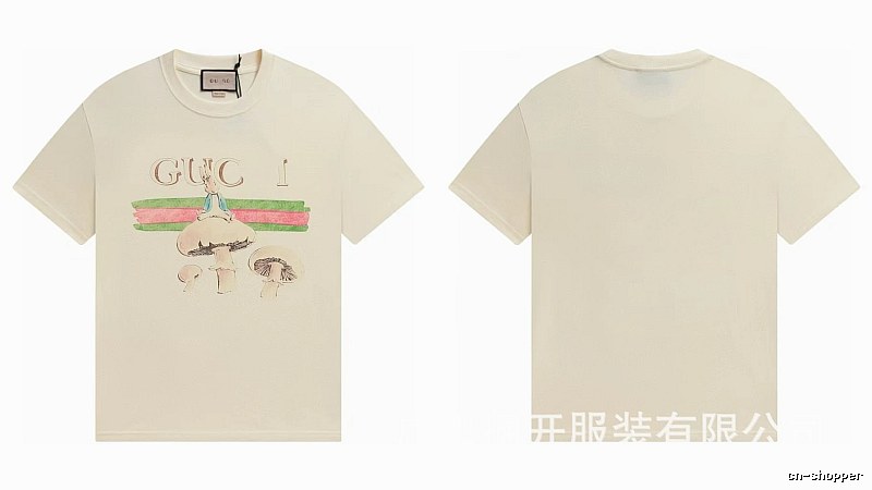 Gucci Co-branded Retro Style Off-white Printed T-Shirt