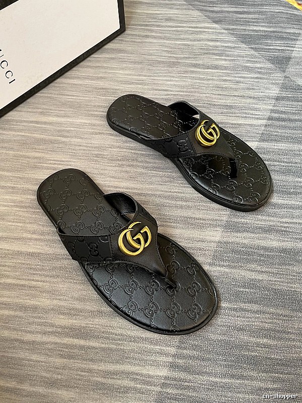 Gucci Double G Casual Style Black Flip-Flops