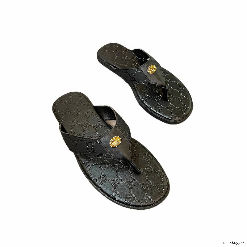 Gucci GG Embossed Light Luxury Style Black Flip-Flops