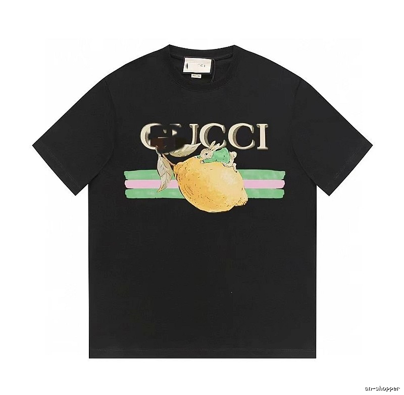 Gucci Lemon Print Casual Style Black T-shirt
