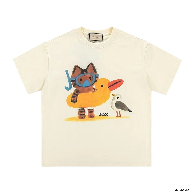 Gucci Off-white Playful Style Cartoon Print T-shirt