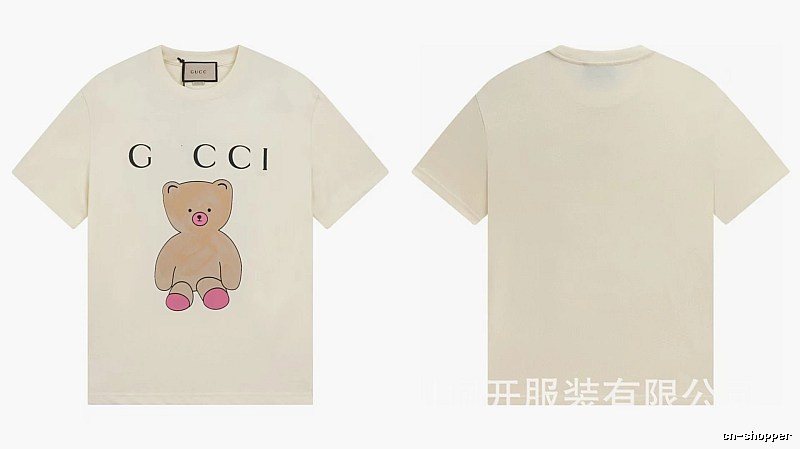 Gucci Teddy Bear Print Casual Style Off-White T-Shirt